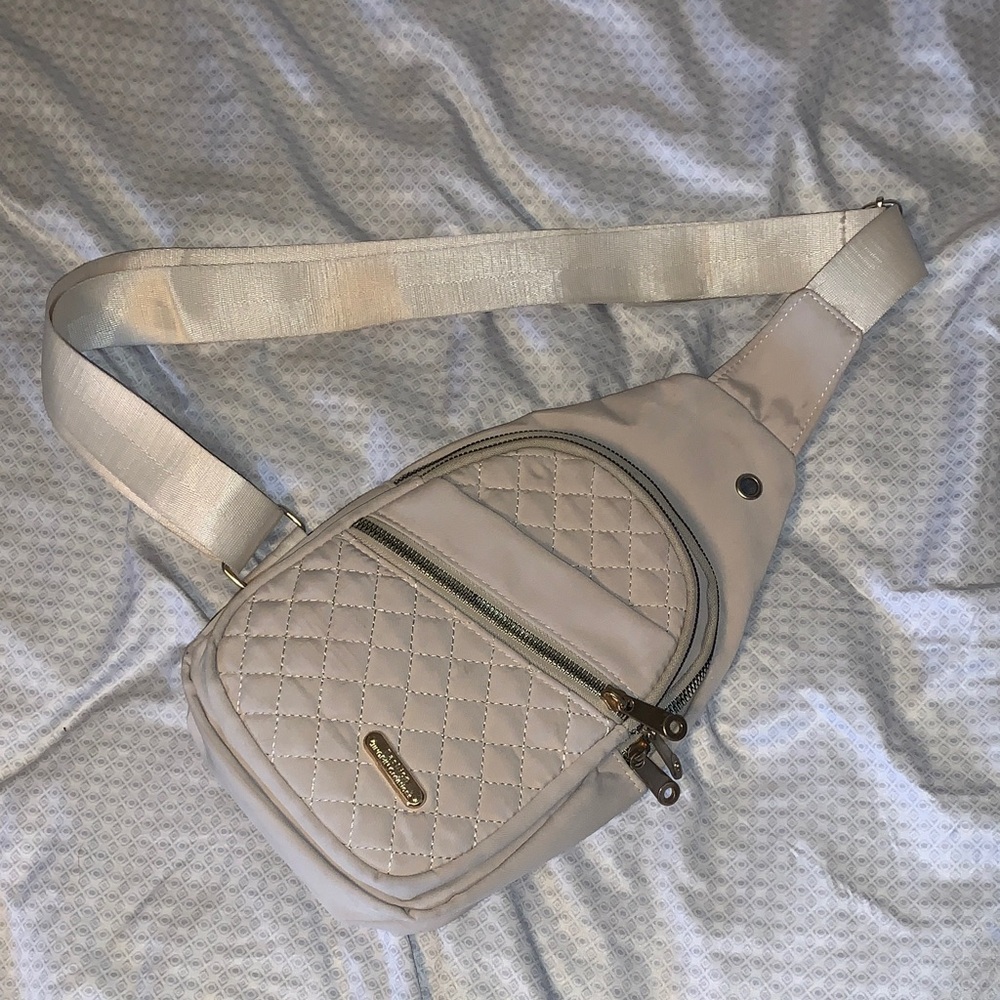 Cream Quilted Crossbody Bag